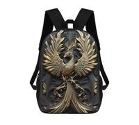 sinyumoney Sac À Dos Scolaire Pour Enfants Golden Phoenix Artwork-7 Sac À Dos Scolaire Pour Enfants, Style Décontracté Et Tendance, Imprimé En 3D, Amusant Et Original 17inch