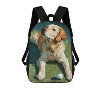sinyumoney Sac À Dos Scolaire Pour Enfants Golden Retriever Playing Golf Sac À Dos Scolaire Tendance Sac À Dos De Voyage Unisexe Tendance Sac À Dos 3D Cool 17inch