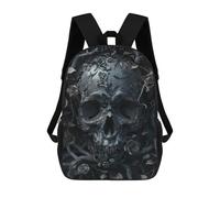 sinyumoney Sac À Dos Scolaire Pour Enfants Gothic Skull with Roses Sac À Dos Décontracté Pour Les Voyages, Imprimé En 3D, Pour Garçons Et Filles, Grande Capacité 17inch