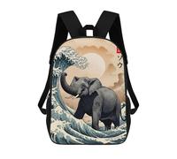 sinyumoney Sac À Dos Scolaire Pour Enfants Great Wave of Elephant Sac À Dos Scolaire Pour Enfants, Style Décontracté Et Tendance, Imprimé En 3D, Amusant Et Original 17inch