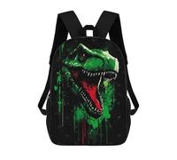 sinyumoney Sac À Dos Scolaire Pour Enfants Green T-Rex Head with Red Accents Sac À Dos Décontracté Pour Les Voyages, Imprimé En 3D, Pour Garçons Et Filles, Grande Capacité 17inch