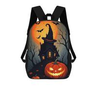 sinyumoney Sac À Dos Scolaire Pour Enfants Halloween Night Haunted House Sac À Dos Décontracté Pour Les Voyages, Imprimé En 3D, Pour Garçons Et Filles, Grande Capacité 17inch