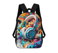 sinyumoney Sac À Dos Scolaire Pour Enfants Headphone Dream Sac À Dos Décontracté Pour Les Voyages, Imprimé En 3D, Pour Garçons Et Filles, Grande Capacité 17inch