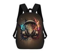 sinyumoney Sac À Dos Scolaire Pour Enfants Headphones Music Sac À Dos Scolaire Pour Enfants, Style Décontracté Et Tendance, Imprimé En 3D, Amusant Et Original 17inch