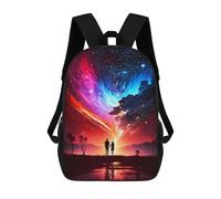sinyumoney Sac À Dos Scolaire Pour Enfants Heart Couple Galaxy Sac À Dos Tendance Pour Adolescents, Sac À Dos Décontracté Pour Garçons Et Filles, Sac D'école Imprimé En 3D 17inch