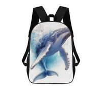 sinyumoney Sac À Dos Scolaire Pour Enfants Humpback Whale Splash Sac À Dos Décontracté Pour Les Voyages, Imprimé En 3D, Pour Garçons Et Filles, Grande Capacité 17inch
