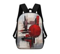 sinyumoney Sac À Dos Scolaire Pour Enfants Imprimé En 3D Abstract Red Sphere - Black, White & Crimson Geometry Sac À Dos De Sport Pour Garçons Et Filles, Sac À Dos Tendance 17inch