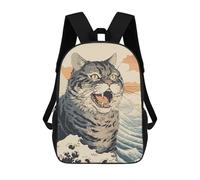 sinyumoney Sac À Dos Scolaire Pour Enfants Imprimé En 3D Angry Cat Sacs À Dos, Sacs À Dos De Voyage Décontractés, Grand Sac À Dos De Jour Pour Garçons 17inch