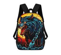 sinyumoney Sac À Dos Scolaire Pour Enfants Imprimé En 3D Angry Wolf with Chains Illustration Sacs À Dos, Sacs À Dos De Voyage Décontractés, Grand Sac À Dos De Jour Pour Garçons 17inch