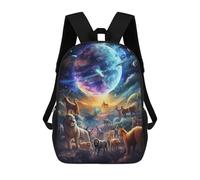 sinyumoney Sac À Dos Scolaire Pour Enfants Imprimé En 3D Animals in Space A Cosmic Gathering, Grande Capacité, Idéal Pour Les Voyages, Les Livres Et L'école.