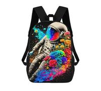 sinyumoney Sac À Dos Scolaire Pour Enfants Imprimé En 3D Astronaut in Space with Flowers, Grande Capacité, Idéal Pour Les Voyages, Les Livres Et L'école.