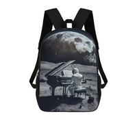 sinyumoney Sac À Dos Scolaire Pour Enfants Imprimé En 3D Astronaut Playing Piano on The Moon Sac À Dos De Sport Pour Garçons Et Filles, Sac À Dos Tendance 17inch