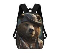 sinyumoney Sac À Dos Scolaire Pour Enfants Imprimé En 3D Bear Pirate Captain Sacs À Dos, Sacs À Dos De Voyage Décontractés, Grand Sac À Dos De Jour Pour Garçons 17inch