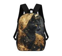 sinyumoney Sac À Dos Scolaire Pour Enfants Imprimé En 3D Black And Gold Cat Angel Sac À Dos De Sport Pour Garçons Et Filles, Sac À Dos Tendance 17inch