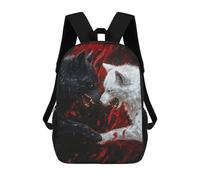 sinyumoney Sac À Dos Scolaire Pour Enfants Imprimé En 3D Black And White Wolves Sacs À Dos, Sacs À Dos De Voyage Décontractés, Grand Sac À Dos De Jour Pour Garçons 17inch