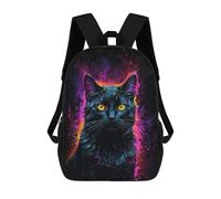 sinyumoney Sac À Dos Scolaire Pour Enfants Imprimé En 3D Black Cat Neon Art Sacs À Dos, Sacs À Dos De Voyage Décontractés, Grand Sac À Dos De Jour Pour Garçons 17inch