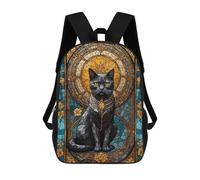 sinyumoney Sac À Dos Scolaire Pour Enfants Imprimé En 3D Black Cat Stained Glass Sac À Dos De Sport Pour Garçons Et Filles, Sac À Dos Tendance 17inch
