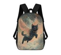 sinyumoney Sac À Dos Scolaire Pour Enfants Imprimé En 3D Black Cat with Wings Fantasy Cat Tribute Sacs À Dos, Sacs À Dos De Voyage Décontractés, Grand Sac À Dos De Jour Pour Garçons 17inch