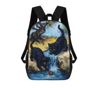 sinyumoney Sac À Dos Scolaire Pour Enfants Imprimé En 3D Black Cats And Apple by Waterfall Sacs À Dos, Sacs À Dos De Voyage Décontractés, Grand Sac À Dos De Jour Pour Garçons 17inch