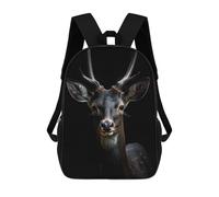 sinyumoney Sac À Dos Scolaire Pour Enfants Imprimé En 3D Black Deer Portrait Sacs À Dos, Sacs À Dos De Voyage Décontractés, Grand Sac À Dos De Jour Pour Garçons 17inch