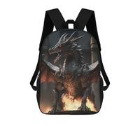 sinyumoney Sac À Dos Scolaire Pour Enfants Imprimé En 3D Black Dragon in Flames Sacs À Dos, Sacs À Dos De Voyage Décontractés, Grand Sac À Dos De Jour Pour Garçons 17inch