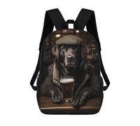 sinyumoney Sac À Dos Scolaire Pour Enfants Imprimé En 3D Black Labrador at The Pub Sac À Dos De Sport Pour Garçons Et Filles, Sac À Dos Tendance 17inch
