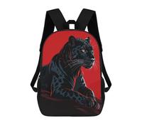 sinyumoney Sac À Dos Scolaire Pour Enfants Imprimé En 3D Black Panther Illustration on Red Background Sac À Dos De Sport Pour Garçons Et Filles, Sac À Dos Tendance 17inch