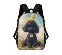 sinyumoney Sac À Dos Scolaire Pour Enfants Imprimé En 3D Black Poodle with Yellow Duck -2, Grande Capacité, Idéal Pour Les Voyages, Les Livres Et L'école.