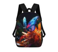 sinyumoney Sac À Dos Scolaire Pour Enfants Imprimé En 3D Blue Butterfly on Orange Flower Sac À Dos De Sport Pour Garçons Et Filles, Sac À Dos Tendance 17inch