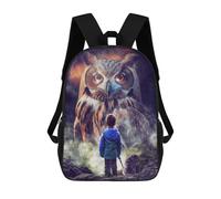 sinyumoney Sac À Dos Scolaire Pour Enfants Imprimé En 3D Boy And Giant Owl Sacs À Dos, Sacs À Dos De Voyage Décontractés, Grand Sac À Dos De Jour Pour Garçons 17inch