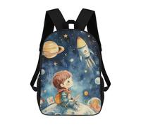 sinyumoney Sac À Dos Scolaire Pour Enfants Imprimé En 3D Boy Gazing at Rocket in Space Sacs À Dos, Sacs À Dos De Voyage Décontractés, Grand Sac À Dos De Jour Pour Garçons 17inch