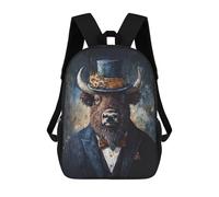 sinyumoney Sac À Dos Scolaire Pour Enfants Imprimé En 3D Buffalo Gentleman Top Hat, Grande Capacité, Idéal Pour Les Voyages, Les Livres Et L'école.