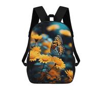sinyumoney Sac À Dos Scolaire Pour Enfants Imprimé En 3D Butterfly On Yellow Flower Sac À Dos De Sport Pour Garçons Et Filles Sac À Dos Tendance 17inch