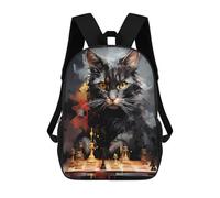 sinyumoney Sac À Dos Scolaire Pour Enfants Imprimé En 3D Cat Chess Master Painting Sacs À Dos, Sacs À Dos De Voyage Décontractés, Grand Sac À Dos De Jour Pour Garçons 17inch