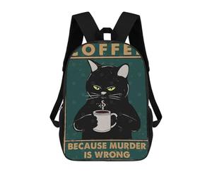sinyumoney Sac À Dos Scolaire Pour Enfants Imprimé En 3D Cat Coffee Murder Is Wrong Sac À Dos De Sport Pour Garçons Et Filles, Sac À Dos Tendance 17inch