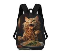 sinyumoney Sac À Dos Scolaire Pour Enfants Imprimé En 3D Cat Eating Spaghetti Sac À Dos De Sport Pour Garçons Et Filles, Sac À Dos Tendance 17inch