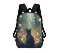 sinyumoney Sac À Dos Scolaire Pour Enfants Imprimé En 3D Cat in Enchanted Forest Sac À Dos De Sport Pour Garçons Et Filles Sac À Dos Tendance 17inch