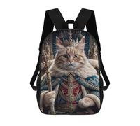 sinyumoney Sac À Dos Scolaire Pour Enfants Imprimé En 3D Cat King in Royal Attire Sacs À Dos, Sacs À Dos De Voyage Décontractés, Grand Sac À Dos De Jour Pour Garçons 17inch
