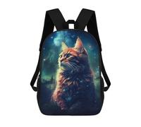 sinyumoney Sac À Dos Scolaire Pour Enfants Imprimé En 3D Cat Night Milky Way Sac À Dos De Sport Pour Garçons Et Filles, Sac À Dos Tendance 17inch