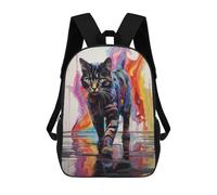 sinyumoney Sac À Dos Scolaire Pour Enfants Imprimé En 3D Cat Walking in Paint Sacs À Dos, Sacs À Dos De Voyage Décontractés, Grand Sac À Dos De Jour Pour Garçons 17inch