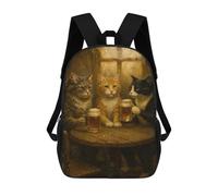 sinyumoney Sac À Dos Scolaire Pour Enfants Imprimé En 3D Cats Drinking Beer at A Pub Sacs À Dos, Sacs À Dos De Voyage Décontractés, Grand Sac À Dos De Jour Pour Garçons 17inch