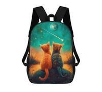 sinyumoney Sac À Dos Scolaire Pour Enfants Imprimé En 3D Cats Watching Shooting Star Sac À Dos De Sport Pour Garçons Et Filles, Sac À Dos Tendance 17inch