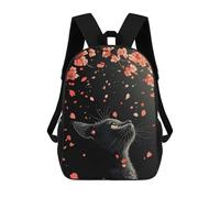 sinyumoney Sac À Dos Scolaire Pour Enfants Imprimé En 3D Cherry Blossom Cat Sacs À Dos, Sacs À Dos De Voyage Décontractés, Grand Sac À Dos De Jour Pour Garçons 17inch