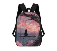 sinyumoney Sac À Dos Scolaire Pour Enfants Imprimé En 3D Cherry Blossom Swing Cat Scene, Grande Capacité, Idéal Pour Les Voyages, Les Livres Et L'école.