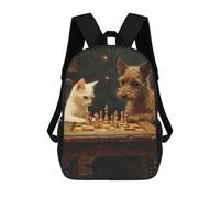 sinyumoney Sac À Dos Scolaire Pour Enfants Imprimé En 3D Chess Playing Cat And Dog Sacs À Dos, Sacs À Dos De Voyage Décontractés, Grand Sac À Dos De Jour Pour Garçons 17inch