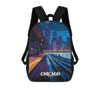 sinyumoney Sac À Dos Scolaire Pour Enfants Imprimé En 3D Chicago Cityscape at Night Sacs À Dos, Sacs À Dos De Voyage Décontractés, Grand Sac À Dos De Jour Pour Garçons 17inch