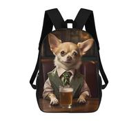 sinyumoney Sac À Dos Scolaire Pour Enfants Imprimé En 3D Chihuahua Dog in The Pub Sacs À Dos, Sacs À Dos De Voyage Décontractés, Grand Sac À Dos De Jour Pour Garçons 17inch