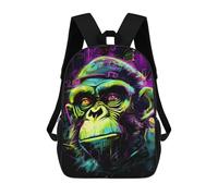 sinyumoney Sac À Dos Scolaire Pour Enfants Imprimé En 3D Chimpanzee Neon Graffiti Sac À Dos De Sport Pour Garçons Et Filles, Sac À Dos Tendance 17inch