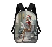 sinyumoney Sac À Dos Scolaire Pour Enfants Imprimé En 3D Christmas Deer Reading Newspaper on Toilet Sacs À Dos, Sacs À Dos De Voyage Décontractés, Grand Sac À Dos De Jour Pour Garçons 17inch