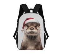 sinyumoney Sac À Dos Scolaire Pour Enfants Imprimé En 3D Christmas Otter with Santa Hat Portrait Sacs À Dos, Sacs À Dos De Voyage Décontractés, Grand Sac À Dos De Jour Pour Garçons 17inch